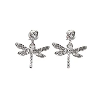 kharisma chic elegant shiny rhinestones dragonfly drop earrings korean fashion women girls