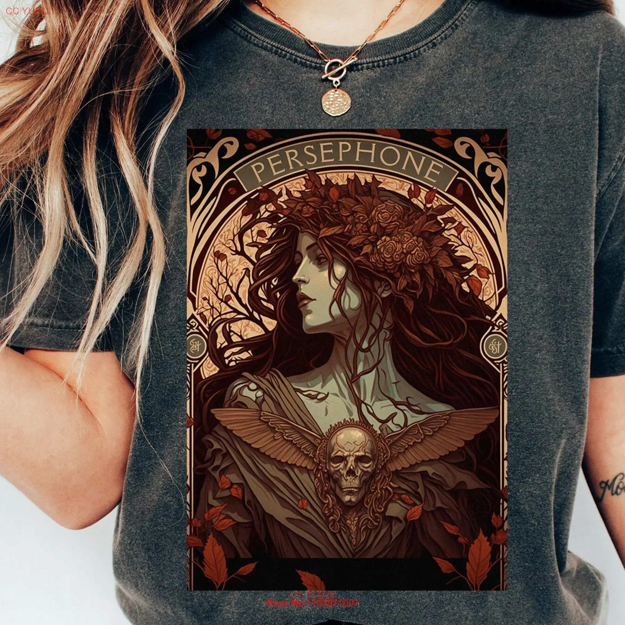 Футболка с надписью Persephone Tarot комфортные цвета мифологический поэт греческий