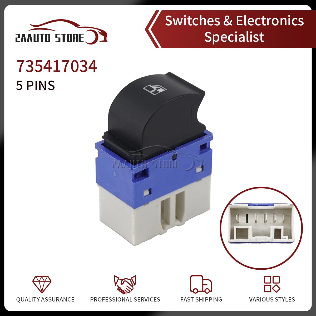 

Car Electric Power Window Master Switch Single Button For Fiat Doblo 1.9 D Multijet 2005 2006 2007 2008 2009 735417034