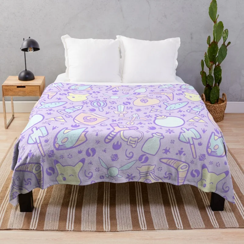 

Zelda Doodlez (Purple Pastel ver.) Throw Blanket weighted blanket plush blankets