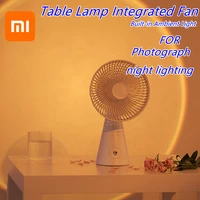 portable wireless desktop fan table lamp integrated fan usb rechargeable fans with ambient light desk mini fan cooling air fan