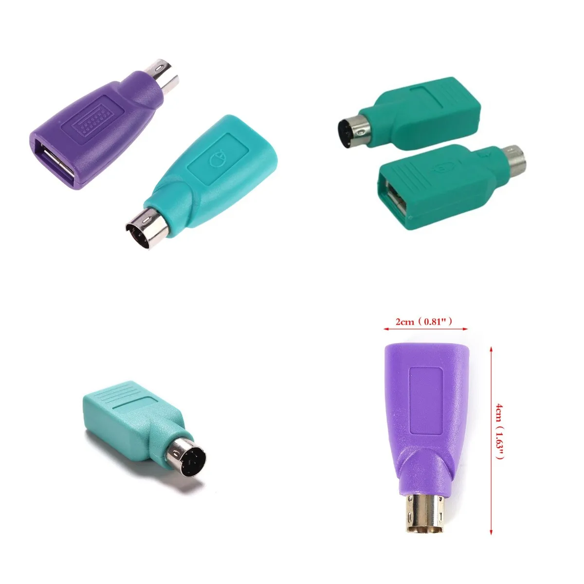 1/2pcs Purple +Green Converter Keyboard Mouse PS2 PS/2 To USB Adapter Converter For Usb Keyboard Mouse Accessories