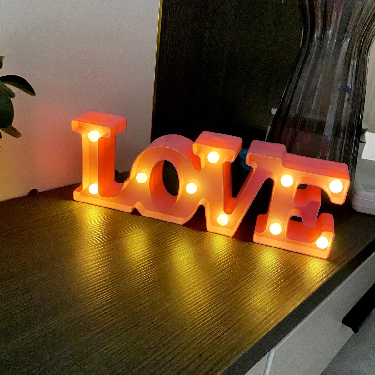 

Love Heart LED Letter Lamp Romantic Red Pink Night Light Ornament Wedding Birthday Christmas Home Decoration Valentines Day Gift