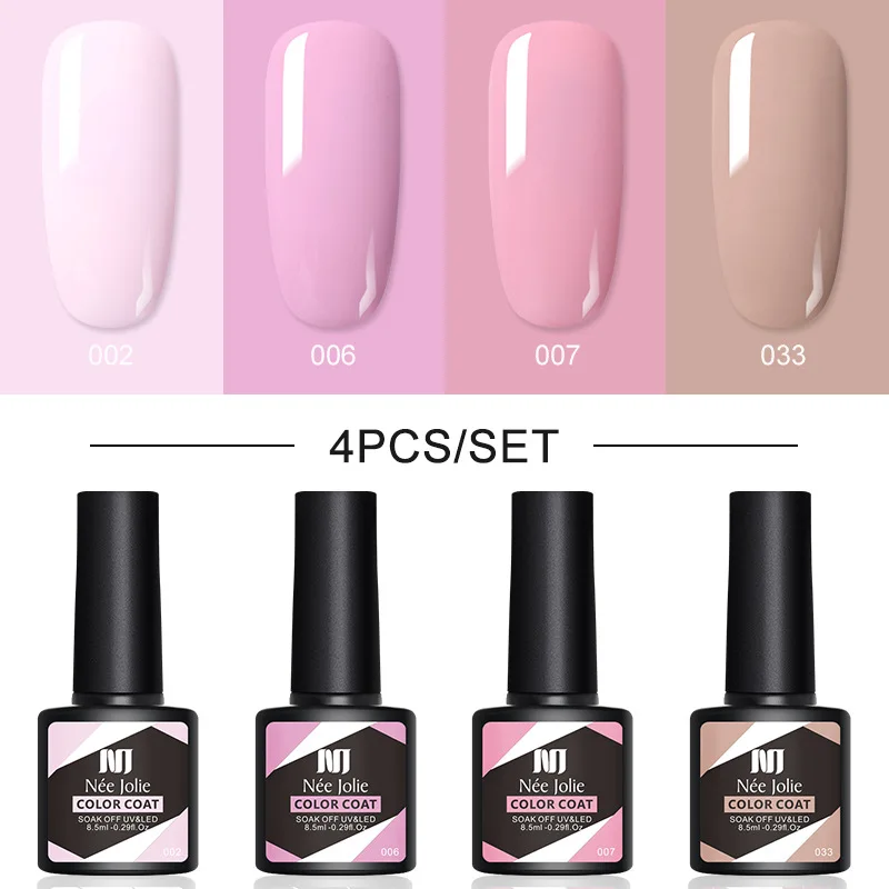 

4pcs/set Glitter UV Gel Nail Polish Matte Base Top Coat Soak Off UV LED Nail Art Gel Lacquer Set Resin Semi Permanent Varnish