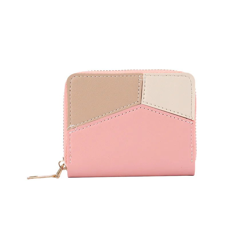 Women's Wallet Small PU Leather Purse Cards Holders Short Color Blocking Coin Ladies Soft Surface Money Bag