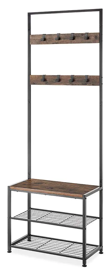 

Modern Industrial Entry Way Tower/Bench with Shoe Shelves