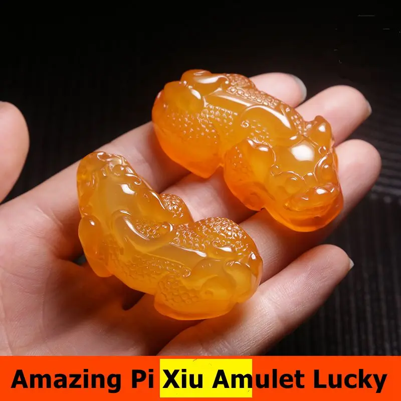 

A Magical Agate Lucky Pi Xiu Beast Pendant Nature Onyx Calcedony Amulet Hanging Bring Wealth Talisman