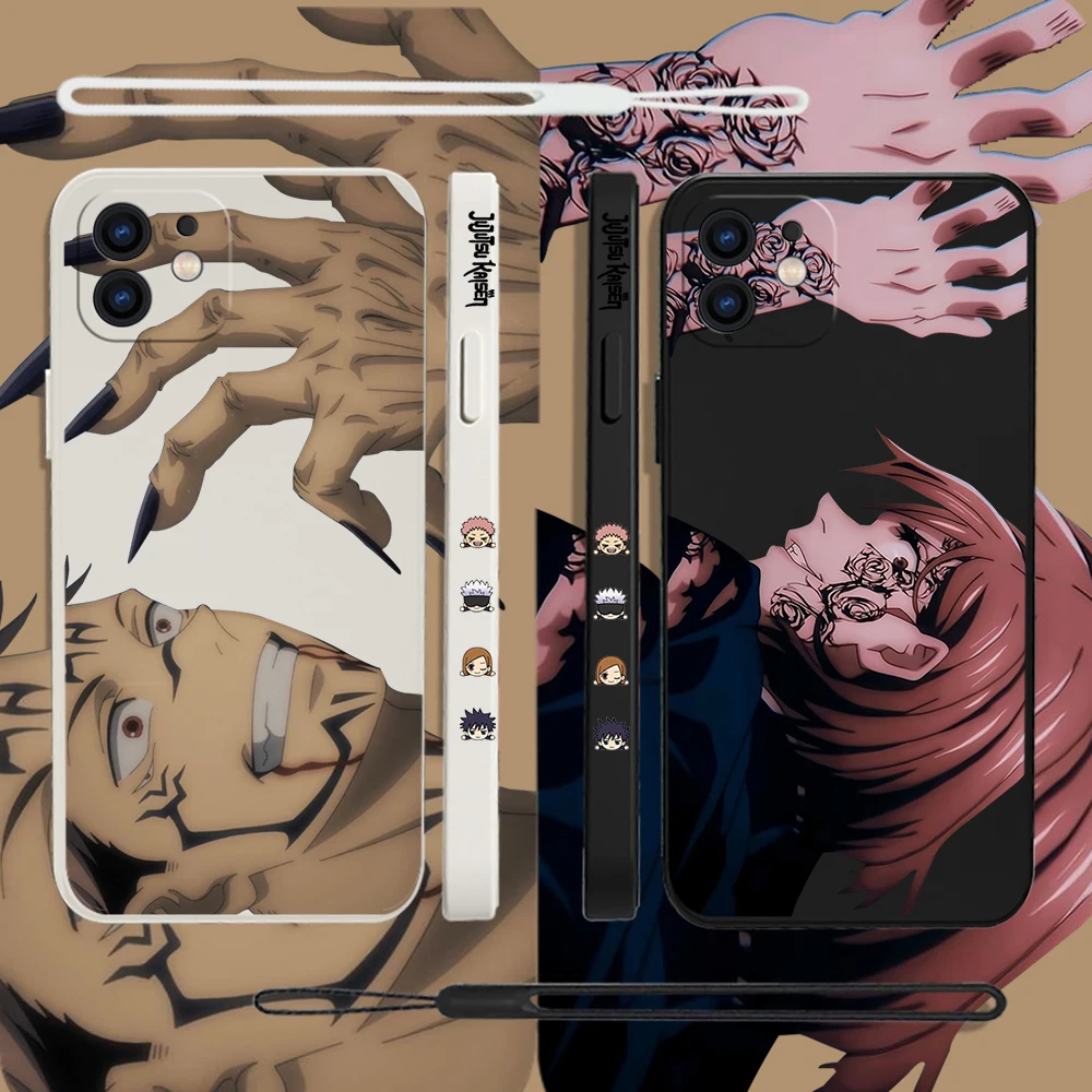 

Anime Cartoon Jujutsu KaisenPhone Case For iPhone 14 13 12 11 Pro Max Mini X XR XS MAX SE20 8 7 Plus 6 6S Plus with Hand Strap