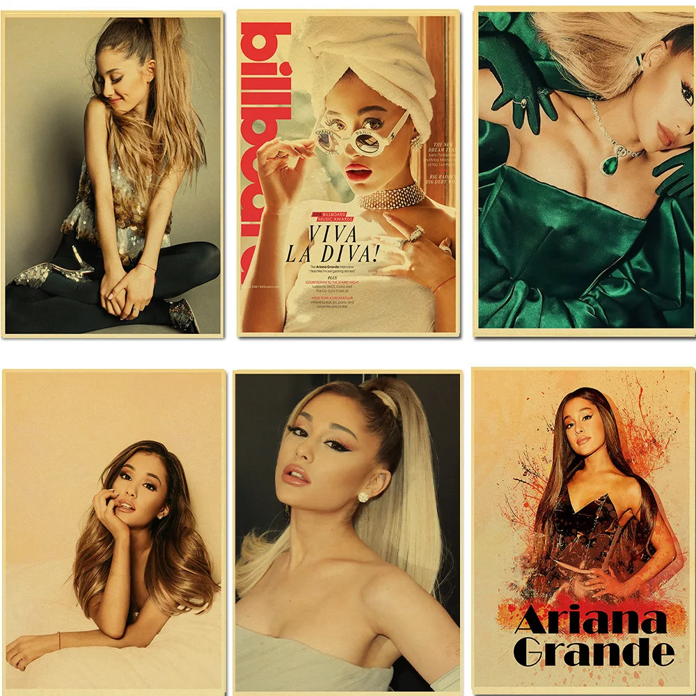 

Famous American singer and actress Ariana Grande Retro Posters Kraft Paper Prints Home/ Room/Bar Decor Wall Stickers
