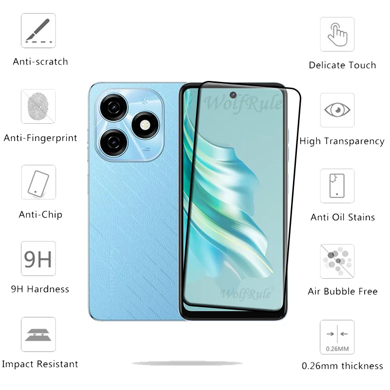 1/2/3/4 шт. полное покрытие стекло для Tecno Spark 20 защита экрана 9H закаленное
