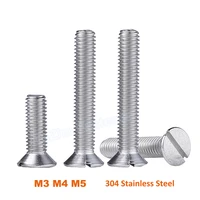 102030pcs m3 m4 m5 304 a2 stainless steel slotted screw gb68 metric threaded slotted flat countersunk head machine screw bolt
