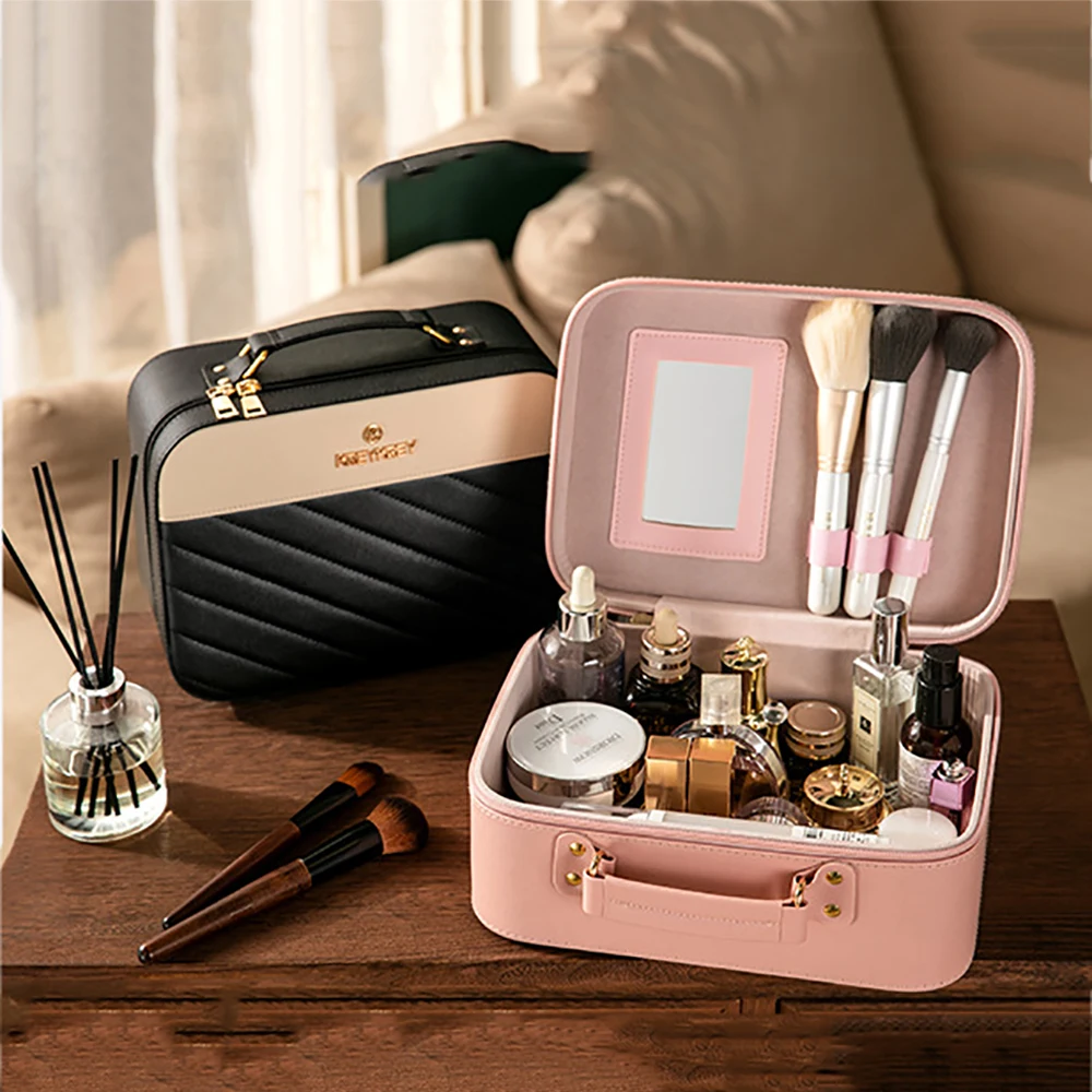 Large-capacity Makeup Bag PU Leather Portable Travel Wash Cosmetic Bag Toiletries Organizer Female Storage Handheld Box 2023 New