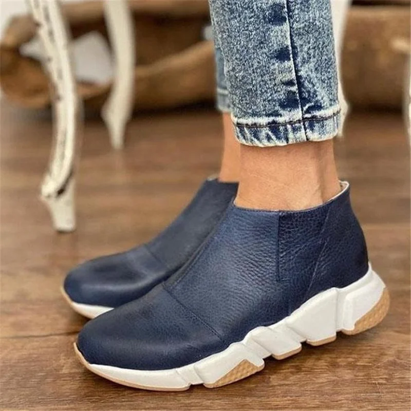 Europe Plus Size 43 Women Fashion Sneakers 2022 New Wedges Platform Shoes for Woman Botas De Mujer Solid Ladies Casual Loafers