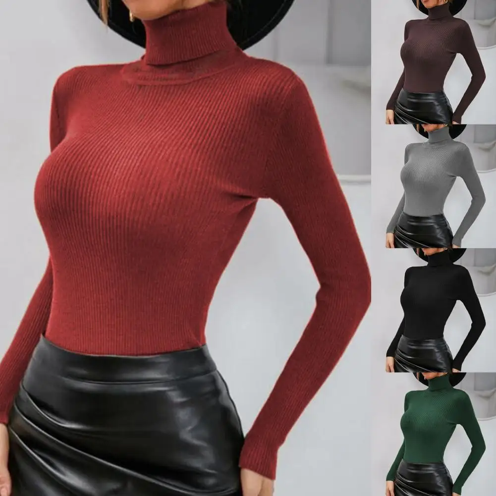 

Women Sweater Solid Color Knitted Autumn Winter Pure Color Stretchy Long Sleeve Keep Warm Pullover Women's Clothing Streetwear