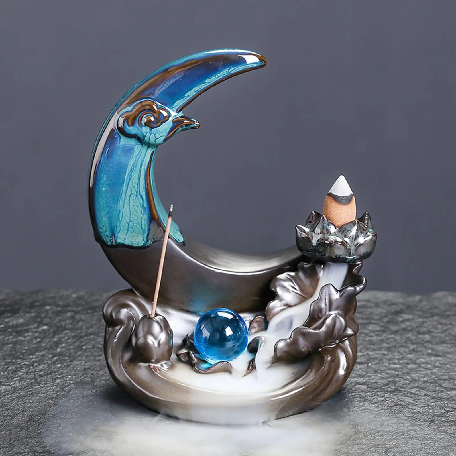 Курильница с обратным потоком Луны керамическая статуя водопад держатель для