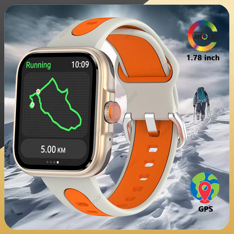 Смарт-часы с GPS 1 78-дюймовый AMOLED HD-дисплей Bluetooth-вызов 24-часовой монитор здоровья