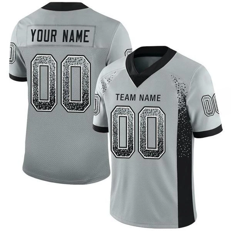 

Fashion Gray Series Customized Football Jersey Personlized Print and Sew Football V-Neck Athletic Unisex T-Shirts