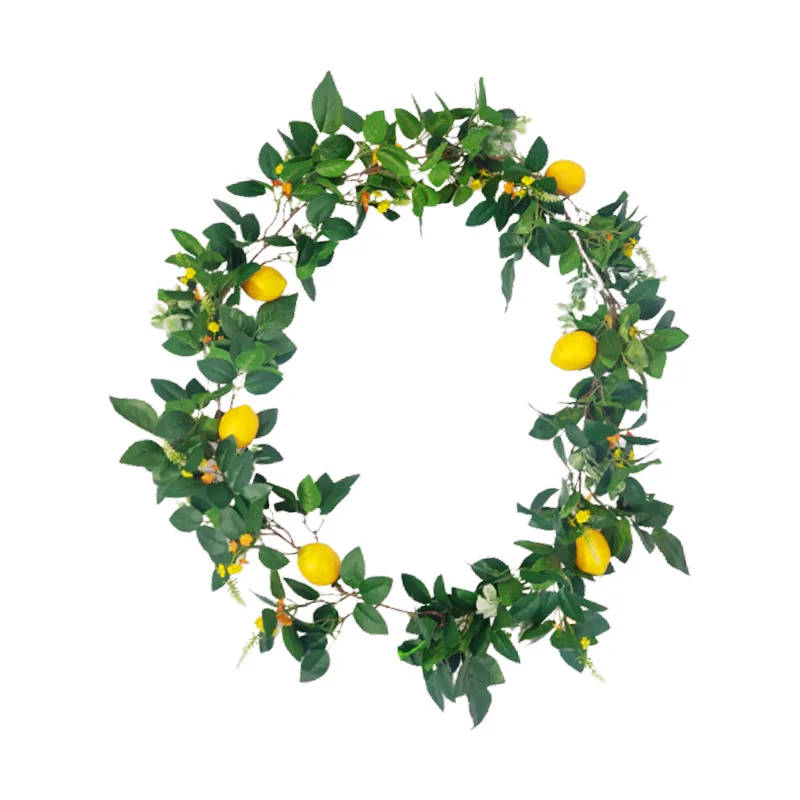 

1.85m Artificial Plant Rose Leaf Lemon Fruit Rattan Vine Wedding Home Garden Hotel Restaurant Wall Decoration Fake Plant Rattan