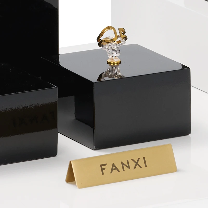 Oirlv Solid Wood Minimalism Style Jewelry Display Stand Showcase Jewelry Organizer Black Square Holder Dropshipping