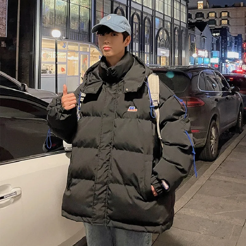 Men's Fashion Loose All-match Hooded Jacket Autumn/Winter Thick Warm Jacket Youth Bread Clothing Jacket with Hood winter coat