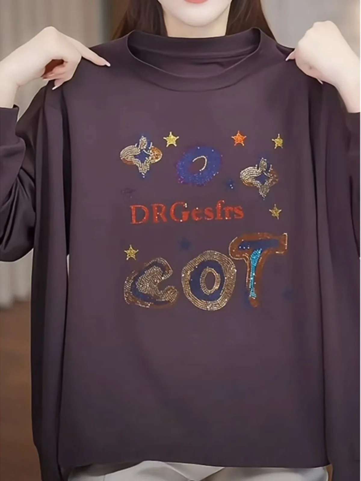 Plus Size Manfei Jirui Модная толстовка с круглым вырезом и Женская одежда Осень Новый