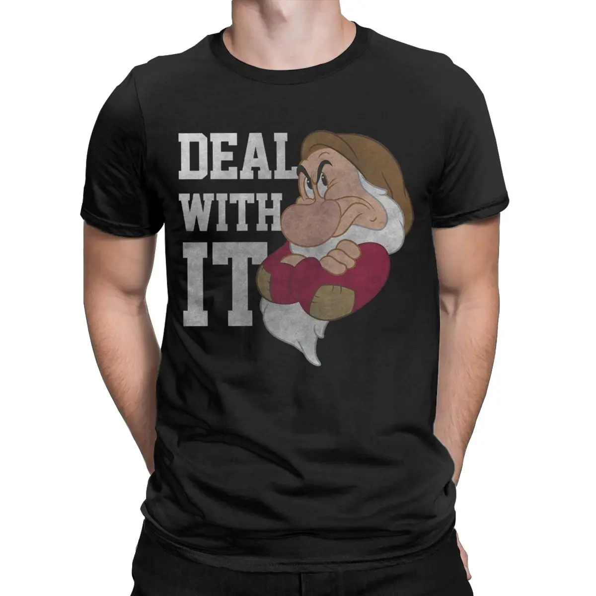 Deal With It Disney Seven Dwarfs Grumpy T Shirt Men's Cotton Vintage T-Shirt Crew Neck Tee Shirt Short Sleeve Clothes Summer