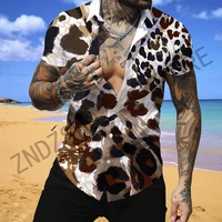 summer vintage clothes leisure maccabi haifa trend men streetwear mens shirts fashion hawaii leopard print shirt blouse tie dye