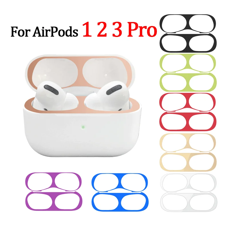 Metal Dust Guard Sticker Case for AirPods 3 2 1 Pro Dust Guard Protective Anti-scratch Earbuds Film Headphone Box Accessories
