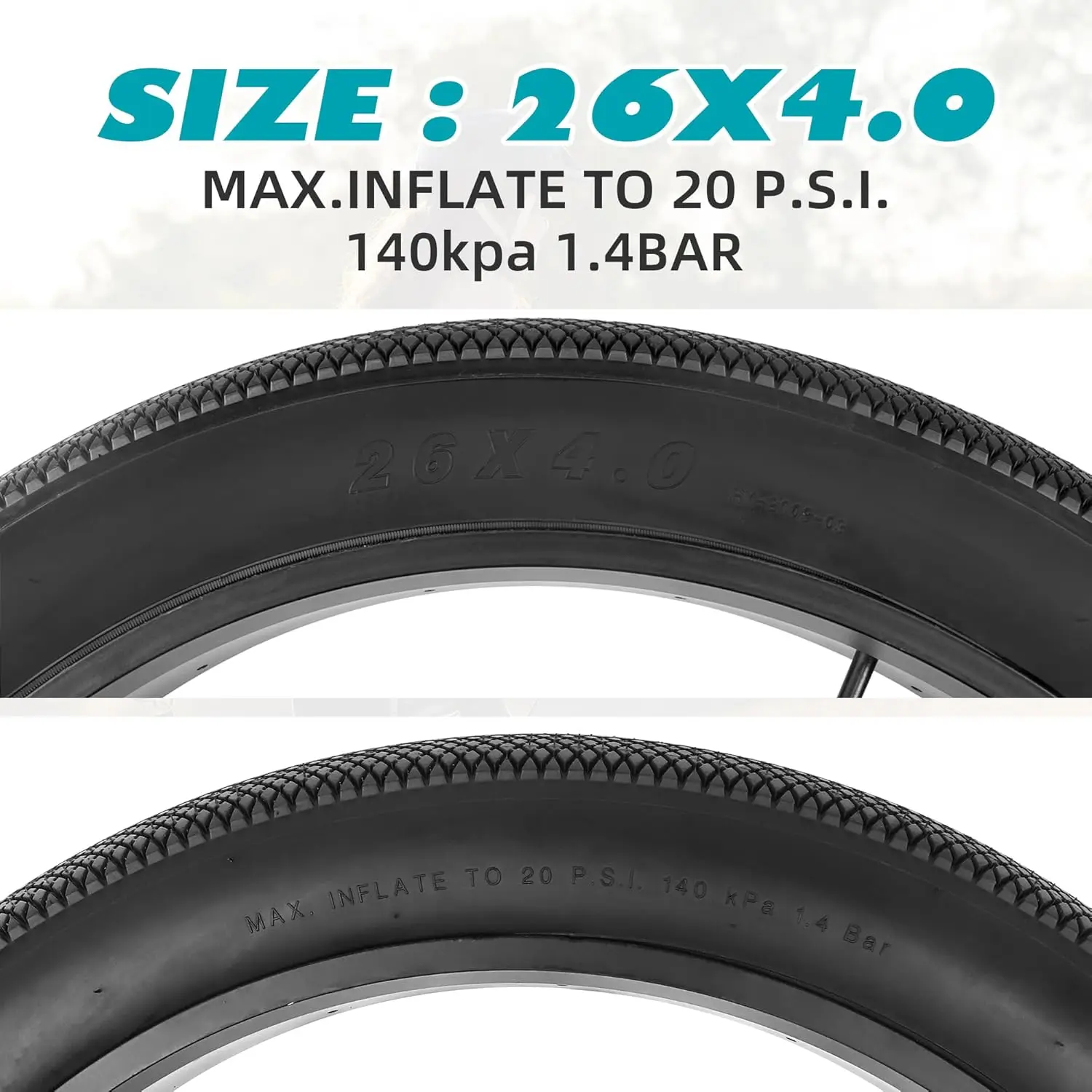 Фото ZUKKA 26x4 E-Bike Fat Tire, высокопроизводительная 26-дюймовая шина для MTB и электровелосипедов, прочная вседорожная рисунок протектора для любых типов местности №2