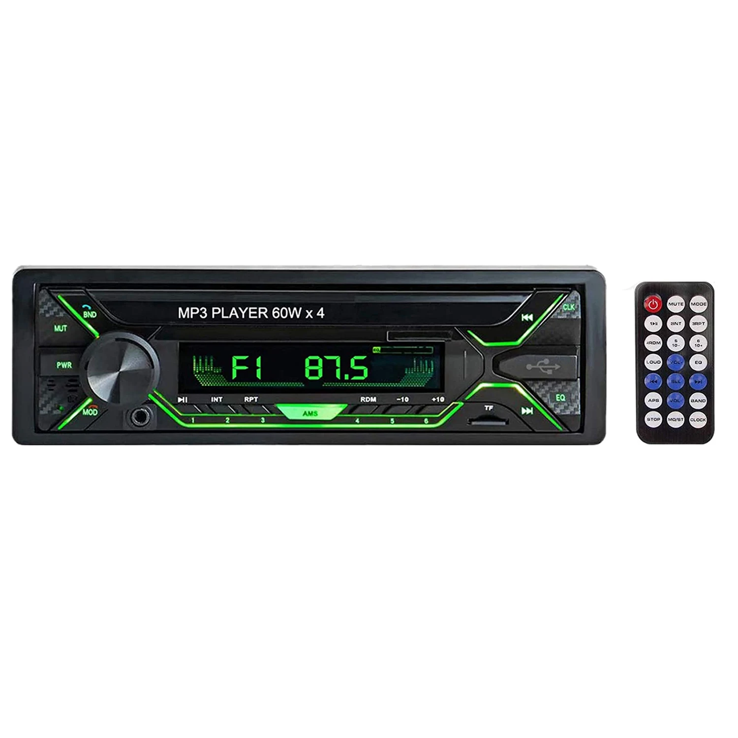 

Автомобильная стереосистема с Bluetooth, однодиновое радио, FM медиаплеер, USB/TF/SD/AUX аудио приемник, звонки в режиме громкой связи