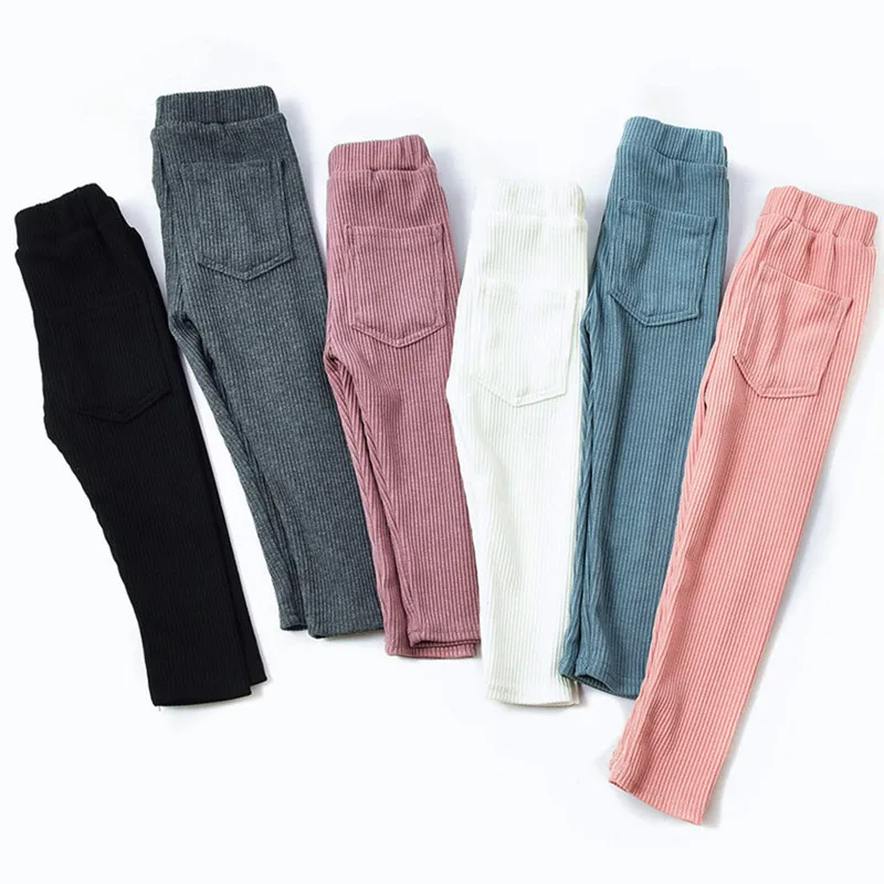 

New Boys & Girls Big Bottom Trendy Thread Cotton Thick Pocket Kidsleggings Casual Baby Outerwear Pants