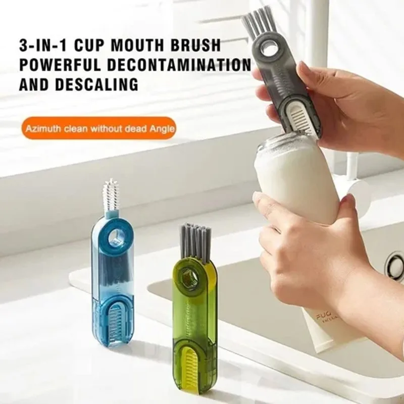 

U-shaped Cup Mouth Brush Milk Bottle Vacuum Cup Cleaning Brush Three-in-one Household Groove Gap Cleaning Brush Can Be Rotated