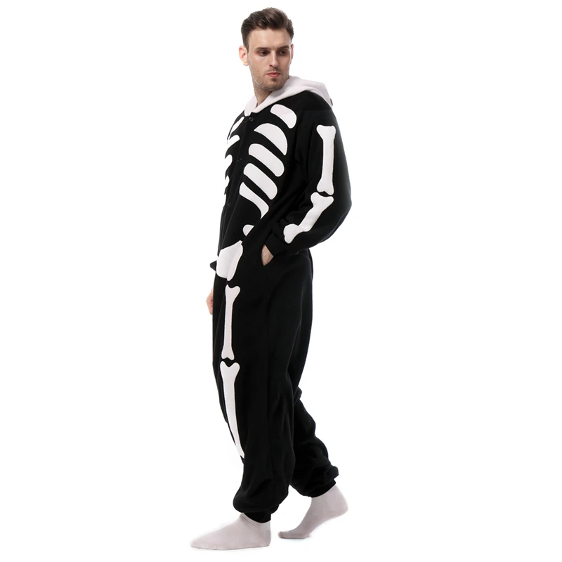 Adult Skeleton Onesie Women Men Kigurumis Animal Cartoon Pajama Homewear Halloween Cosplay Party Costume