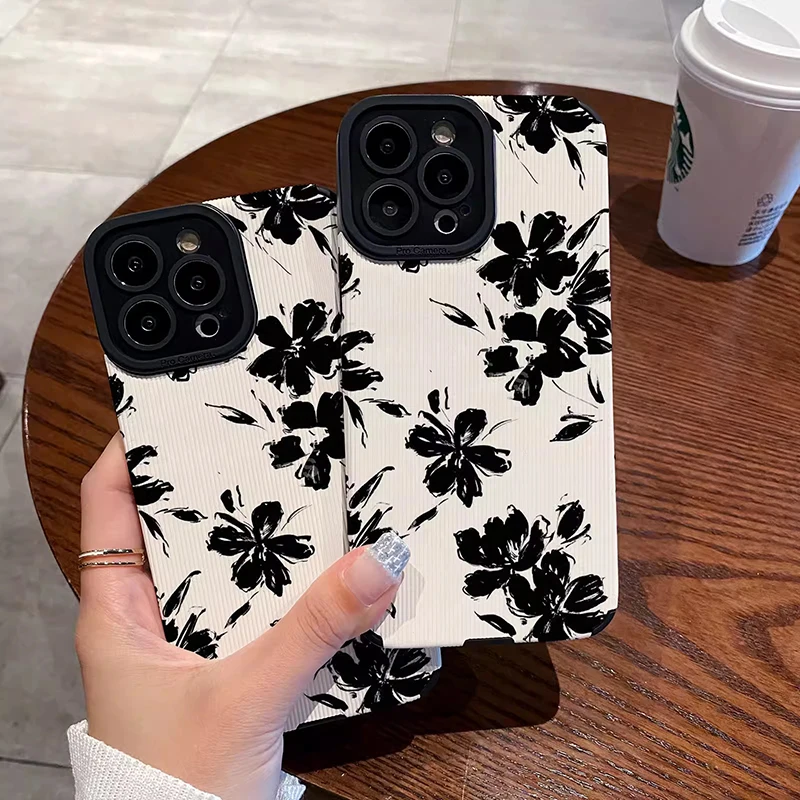 Чехол-накладка в стиле ретро с цветами для iPhone 15Pro 14Pro 12Pro 13Pro 11Pro 14Plus 15Plus 11 12 13 14 15 Pro