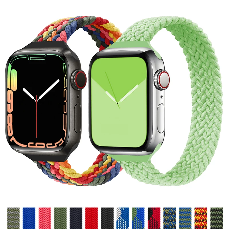 

Slim Braided Solo Loop For Apple watch band 41mm 40mm 44mm 45mm 38mm 49mm Elastic bracelet iWatch series 7 3 6 se 8 ultra strap