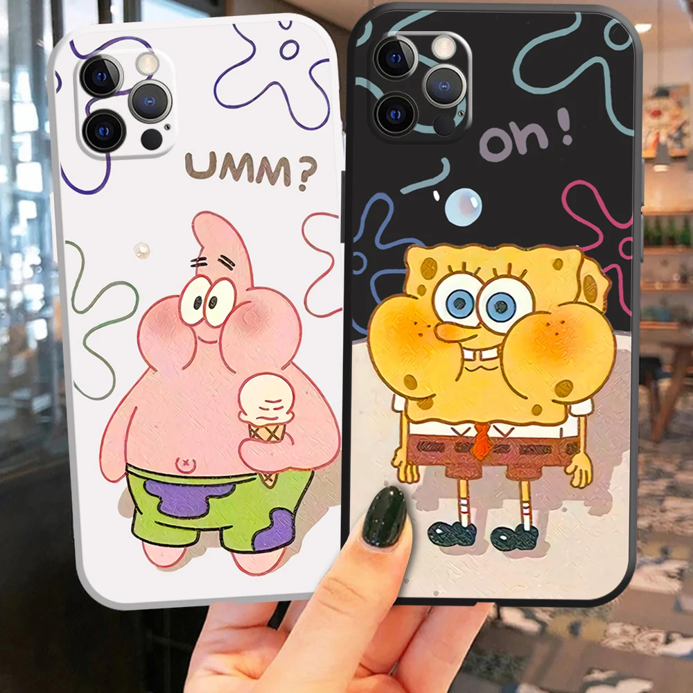 

New Couple Photo Frame Case for IPhone 11 12 Mini XR X Xs SE 6 7 8 Plus 13 Pro Max Rainbow Cover SpongeBob-Patrick-Star Cartoon