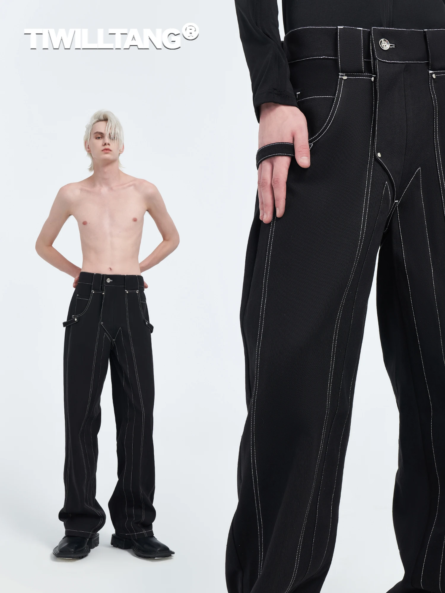 

Новинка 2022, одежда для мужчин и женщин, нишевая оригинальная переработанная дублирующая структура, открытые линии, бриллиантовые брюки, костюмы 27-46