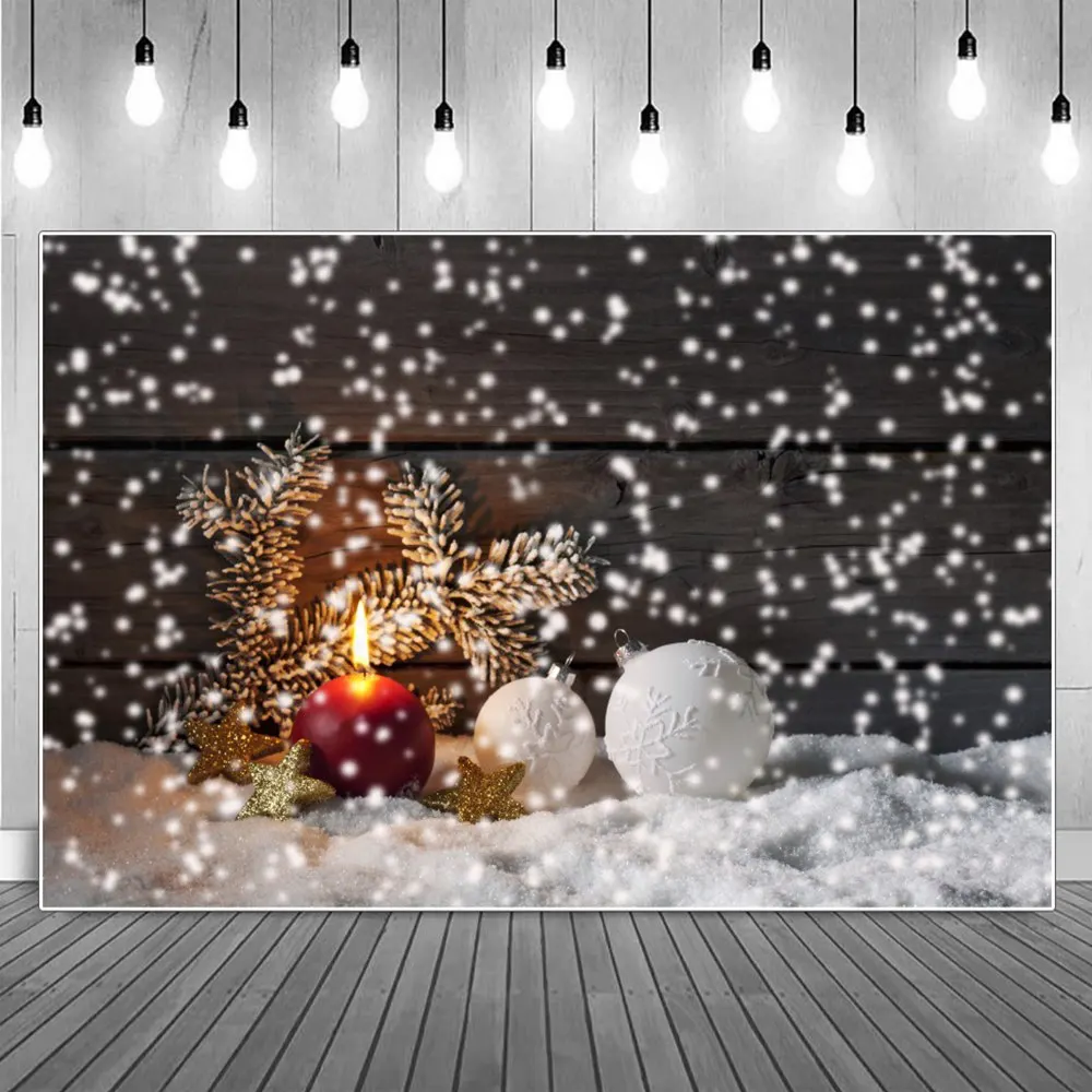 

Pine Tree Carved Snowball Lights Christmas Decoration Photography Backdrops Children Snowing Stars Home Studio Photo Backgrounds