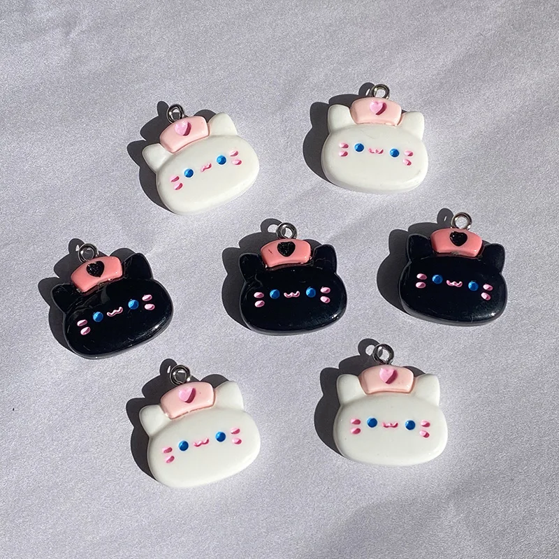 10 шт./упак. подвески из смолы с рисунком медсестры и кота милый кулон котенком для
