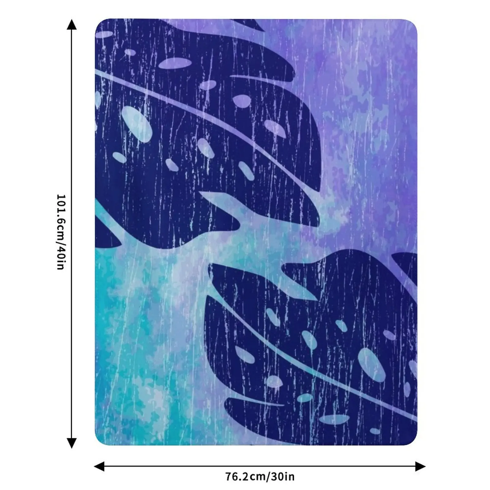 Плед Maikai Hawaiian Monstera Leaf Tie-Dye Blend - фиолетово-бирюзовый, свободный, для дивана, из фланели, на заказ, для путешествий. (art.: 3920dd0abe46f) - 3920dd0abe46f