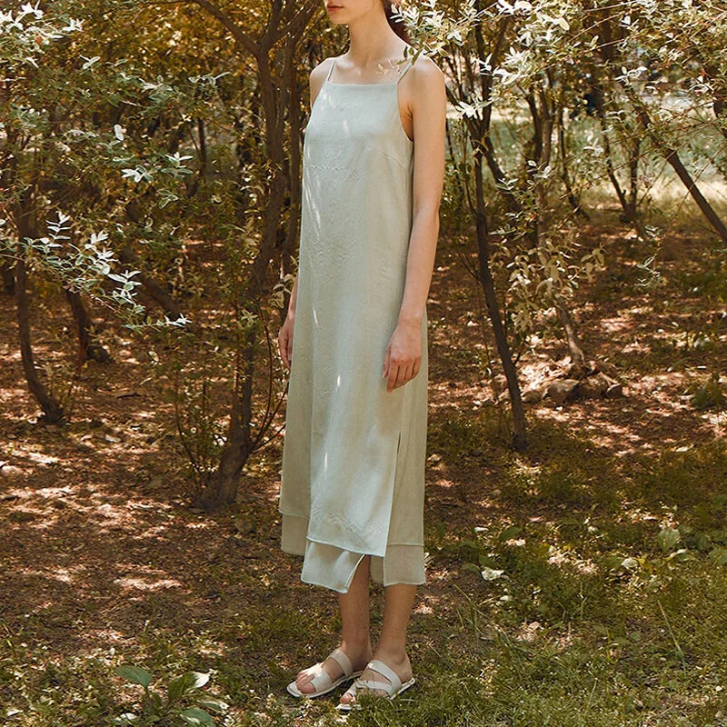 Платье женское длинное на молнии Элегантное повседневное Двухслойное