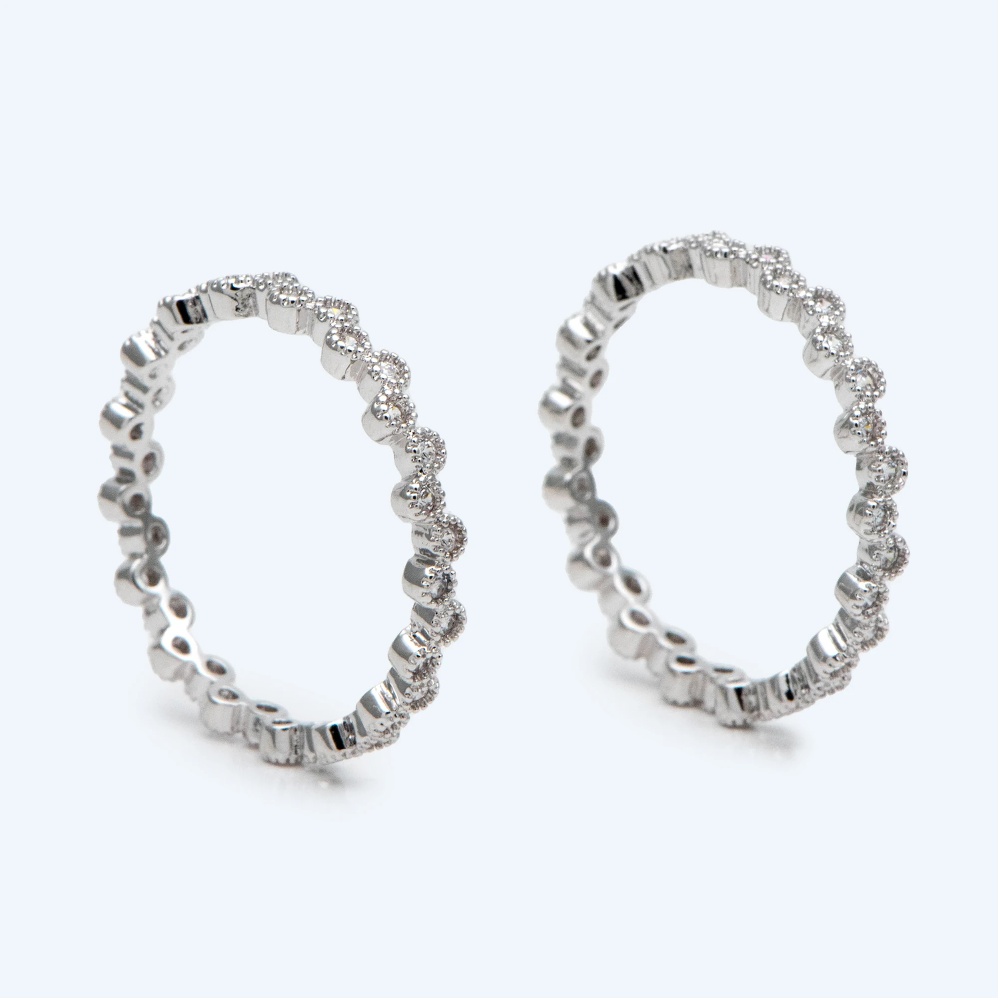 

2 шт. серебряное кольцо на палец с покрытием из фианита, латунь с родиевым покрытием, подарок для нее, составное кольцо, искусственное (# миним...