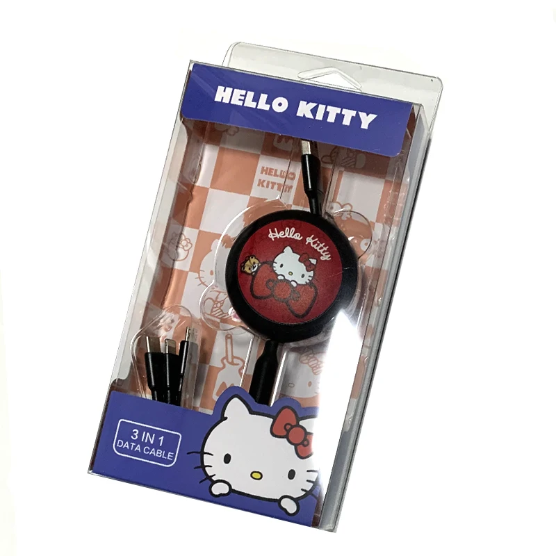 Kawaii черный набор кабелей для передачи данных Hello Kitty подарок на день рождения