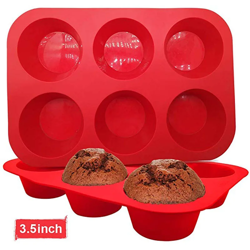 

Jerrydian 1 Piece Cake Tools Fondant Bakeware Silicone Metal Non-Stick 6 Cups Cupcake Baking Tray Mousse Cake Mold Muffin Pan
