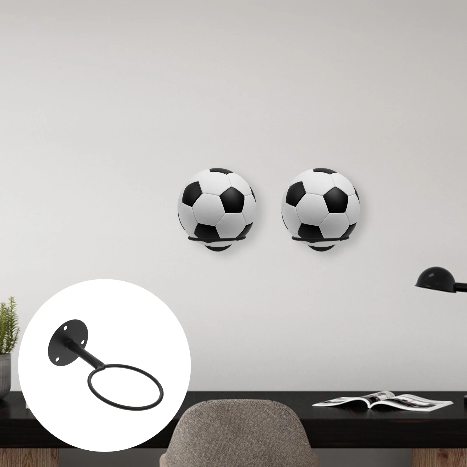 

Wall Mount Pot Holder Circular Wall Shelf Hat Hanger Standing Wall Shelves Basketball Bracket Home Field Soccer Display Stand