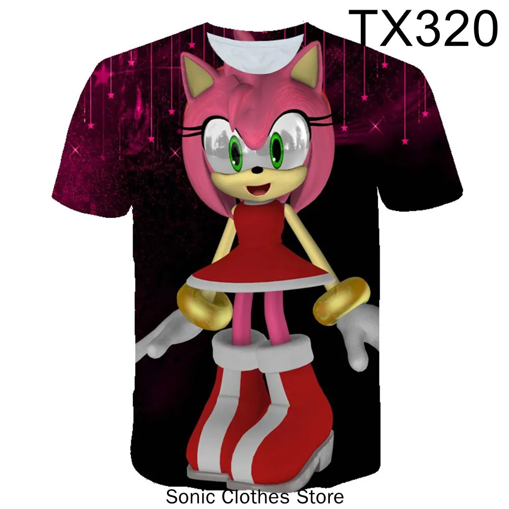 

Kawaii Pink Sonic Tshirt For Girls Kids Baby Boy Clothes Cartoon Game Super Sonic Men Women T-shirt Fashion Summer Tops