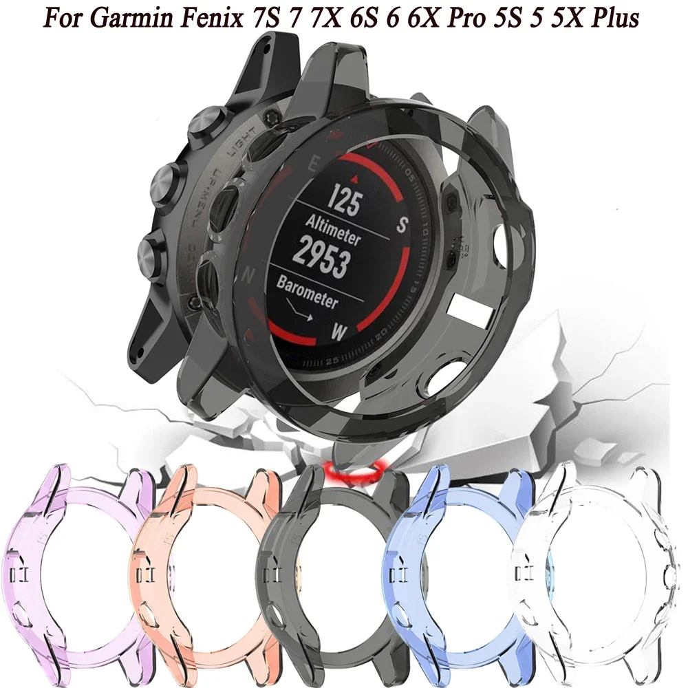 Фото Горячий защитный чехол для Garmin Fenix 7 7S 7X 5S 5 5X Plus 6S 6 6X Pro, защитная рамка для умных часов, мягкий прозрачный чехол из ТПУ, ремешок №1