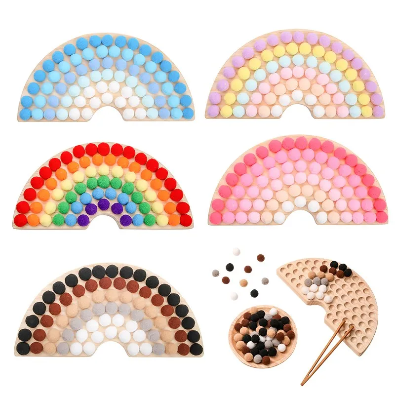 

Wooden Clip Beads Rainbow Board Toys Baby Color Sorting Sensory Bead For Kids Puzzle Montessori Education Toys Christmas Gifts