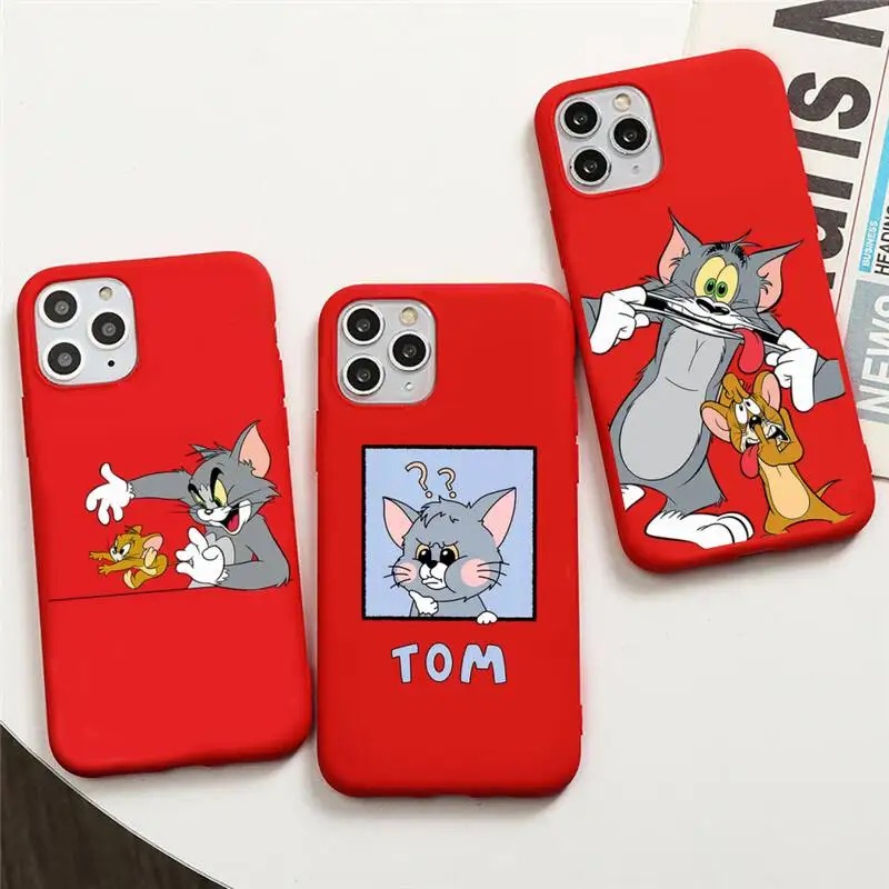 

Cartoon Toms Jerry Phone Case For iphone 13 12 11 Pro Max Mini XS 8 7 6 6S Plus X SE 2020 XR Red Cover