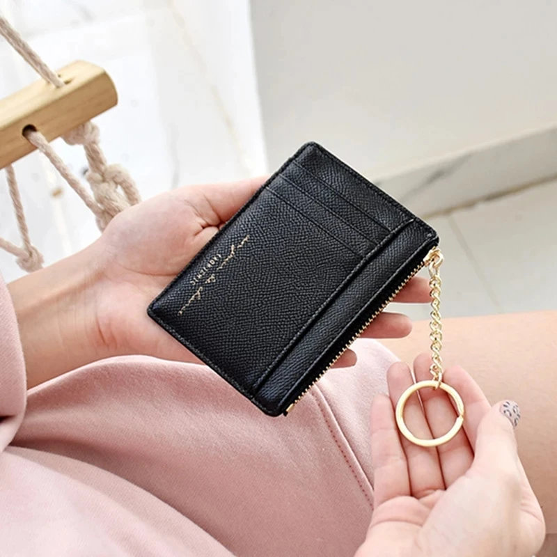 

Women Card Holders Soft PU Leather Mini Cute Zipper Ladies Slim Credit ID Card Multi-card Holders Coin Purse Keychain Wallet